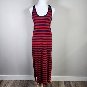 Ralph Lauren Maxi Dress Womens XS Striped‎ Stretch Sleeveless Beach Bodycon Red